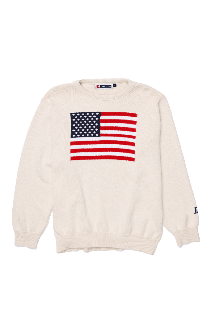Unisex American Flag Knit Crew — 1