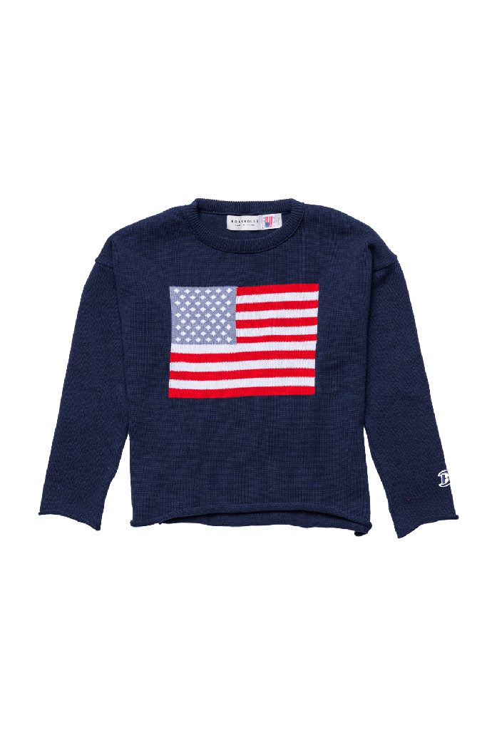 Women's American Flag Knit Cropped Crew — 1